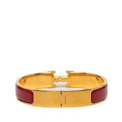 エルメス クリックH PM エナメルブレスレット レッド系 ゴールド メッキ レディース HERMES 【中古】