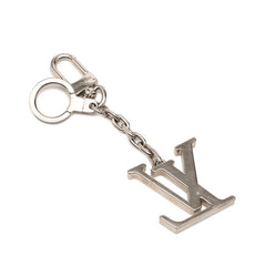 ルイ ヴィトン ポルト クレ イニシャル LV ロゴ キーリング キーホルダー バッグチャーム M65071 シルバー メタル レディース LOUIS VUITTON 【中古】