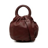 ロエベ アナグラム バウンス ハンドバッグ 2WAY ショルダーバッグ ワインレッド ゴールド レザー レディース LOEWE 【中古】