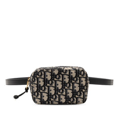ディオール オブリーク ウエストバッグ ウエストポーチ ベージュ ネイビー キャンバス レザー レディース Dior 【中古】