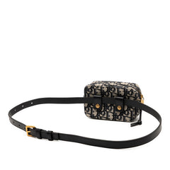 ディオール オブリーク ウエストバッグ ウエストポーチ ベージュ ネイビー キャンバス レザー レディース Dior 【中古】