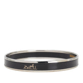 エルメス エマイユPM 馬車 ロゴ バングル シルバー ブラック メタル レディース HERMES 【中古】