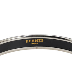 エルメス エマイユPM 馬車 ロゴ バングル シルバー ブラック メタル レディース HERMES 【中古】