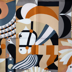 エルメス カレ90 Parade en Fanfare パラード アン ファンファーレ スカーフ ブラウン マルチカラー シルク レディース HERMES 【中古】