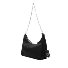 プラダ リエディション Re-Edition 2005 チェーンハンドバッグ ショルダーバッグ 2WAY ブラック ナイロン レザー レディース PRADA 【中古】