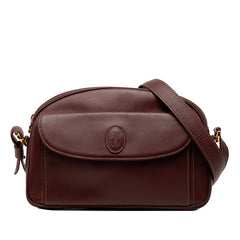 カルティエ マストライン 斜めかけ ショルダーバッグ レッド ボルドー レザー レディース CARTIER 【中古】
