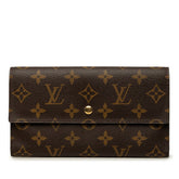 ルイ ヴィトン モノグラム ポルトトレゾール インターナショナル 長財布 M61215 ブラウン PVC レザー レディース LOUIS VUITTON 中古