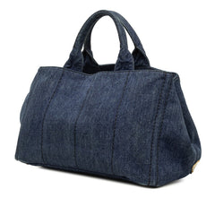 プラダ カナパ ハンドバッグ 2WAY 斜め掛けショルダーバッグ ブルー デニム レディース PRADA 中古