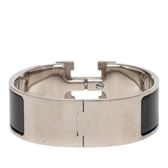 エルメス クリッククラックH PM ブレスレット シルバー ブラック メタル エナメル レディース HERMES 【中古】