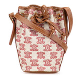 セリーヌ トリオンフ ショルダーバッグ ベージュ レッド ブラウン キャンバス レザー レディース CELINE 【中古】