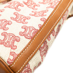 セリーヌ トリオンフ ショルダーバッグ ベージュ レッド ブラウン キャンバス レザー レディース CELINE 【中古】