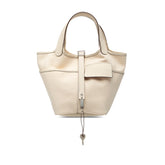 エルメス ピコタンロックPM カーゴ ハンドバッグ ナタ ホワイト系 ヴォースイフト トワルアッシュ レディース HERMES 【中古】