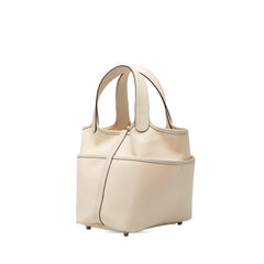 エルメス ピコタンロックPM カーゴ ハンドバッグ ナタ ホワイト系 ヴォースイフト トワルアッシュ レディース HERMES 【中古】