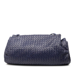 ボッテガヴェネタ イントレチャート 斜め掛け ショルダーバッグ ネイビー レザー レディース BOTTEGAVENETA 【中古】