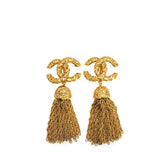 シャネル ヴィンテージ 溶岩 ヨウガン ココマーク フリンジ イヤリング ゴールド メッキ レディース CHANEL 【中古】