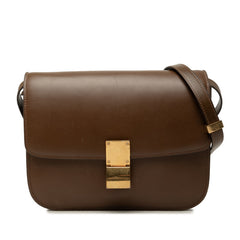 セリーヌ クラシックボックス 斜めかけ ショルダーバッグ ブラウン ゴールド金具 レザー レディース CELINE 中古