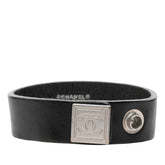 シャネル ココマーク ブレスレット ブラック シルバー レザー メタル レディース CHANEL 中古