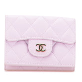シャネル マトラッセ ココマーク 三つ折り財布 パープル キャビアスキン レディース CHANEL 【中古】