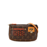 ルイ ヴィトン モノグラム ペルフォ ポシェット アクセソワール ポーチ ミニハンドバッグ M95183 ブラウン オレンジ PVC レザー レディース LOUIS VUITTON 【中古】