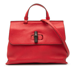 グッチ バンブー デイリー ハンドバッグ ショルダーバッグ 2WAY 392013 レッド レザー レディース GUCCI 【中古】
