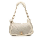 シャネル マトラッセ ココマーク アコーディオンバッグ チェーン ショルダーバッグ グレー ムートン レディース CHANEL 【中古】