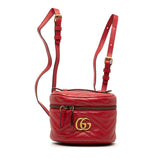 グッチ GGマーモント キルティング リュック バックパック バニティ 2WAY 598594 レッド レザー レディース GUCCI 【中古】