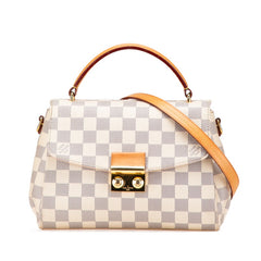 ルイ ヴィトン ダミエ アズール クロワゼット ハンドバッグ ショルダーバッグ 2WAY N41581 アイボリー ブラウン PVC レザー レディース LOUIS VUITTON 【中古】