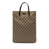 グッチ GGスプリーム ハンドバッグ トートバッグ 117551 ベージュ ブラウン PVC レザー レディース GUCCI 【中古】