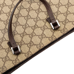 グッチ GGスプリーム ハンドバッグ トートバッグ 117551 ベージュ ブラウン PVC レザー レディース GUCCI 【中古】