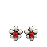 シャネル ヴィンテージ フラワー 花 モチーフ イヤリング シルバー オレンジ ホワイト メタル レディース CHANEL 【中古】