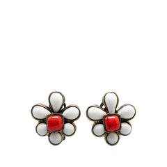 シャネル ヴィンテージ フラワー 花 モチーフ イヤリング シルバー オレンジ ホワイト メタル レディース CHANEL 【中古】