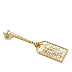 シャネル カンボンプレート 安全ピン モチーフ ブローチ ゴールド メッキ フェイクパール レディース CHANEL 【中古】