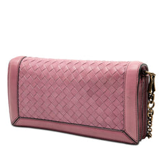 ボッテガヴェネタ イントレチャート シティノット チェーン ショルダーバッグ ピンク レザー レディース BOTTEGAVENETA 【中古】