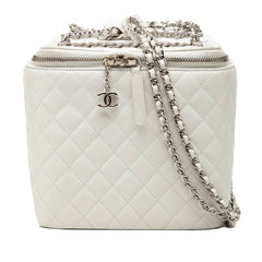 シャネル ココマーク マトラッセ バニティ チェーン ショルダーバッグ ホワイト ラムスキン レディース CHANEL 【中古】
