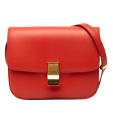 セリーヌ クラシックボックス ミディアム 斜めかけ ショルダーバッグ オレンジ レザー レディース CELINE 【中古】