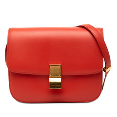 セリーヌ クラシックボックス ミディアム 斜めかけ ショルダーバッグ オレンジ レザー レディース CELINE 【中古】
