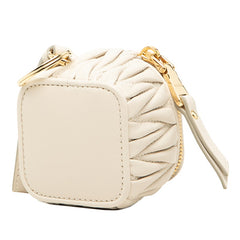 ミュウミュウ マテラッセ キーホルダー バッグチャーム グレージュ レザー レディース MIUMIU 中古