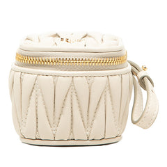 ミュウミュウ マテラッセ キーホルダー バッグチャーム グレージュ レザー レディース MIUMIU 中古