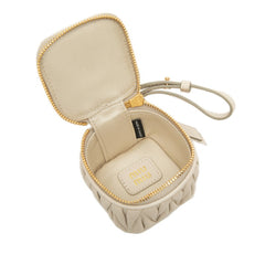 ミュウミュウ マテラッセ キーホルダー バッグチャーム グレージュ レザー レディース MIUMIU 中古