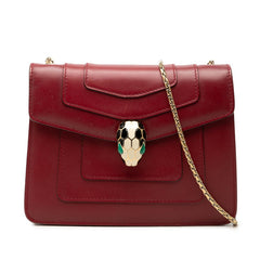 ブルガリ セルぺンティフォーエバー チェーン ショルダーバッグ レッド系 レザー レディース BVLGARI 【中古】