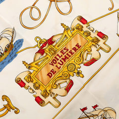 エルメス カレ90 VOILES DE LUMIERE 光の帆船 スカーフ 大判 ネイビー マルチカラー シルク レディース HERMES 【中古】