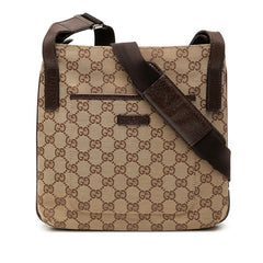 グッチ GGキャンバス 斜め掛け ショルダーバッグ 122793 ベージュ ブラウン キャンバス レザー レディース GUCCI 中古