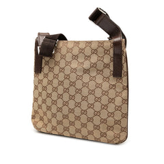 グッチ GGキャンバス 斜め掛け ショルダーバッグ 122793 ベージュ ブラウン キャンバス レザー レディース GUCCI 中古