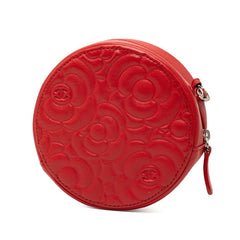 シャネル ココマーク カメリア チェーンショルダーバッグ ポシェット レッド レザー レディース CHANEL 【中古】