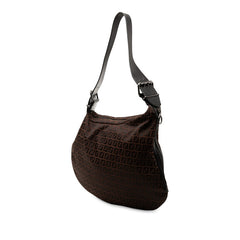 フェンディ ズッキーノ ワンショルダーバッグ ブラウン ブラック キャンバス レザー レディース FENDI 【中古】