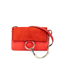 クロエ 斜め掛け ショルダーバッグ レッド レザー スウェード レディース Chloe 中古