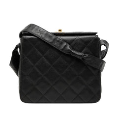 シャネル マトラッセ ココマーク 斜めかけ ショルダーバッグ ブラック キャビアスキン レディース CHANEL 【中古】