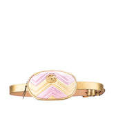 グッチ GGマーモント ウエストバッグ ボディバッグ 476434 ゴールド ピンク レザー レディース GUCCI 【中古】