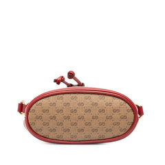 グッチ × ドラえもん ミニGGスプリーム ミニ バケットバッグ ショルダーバッグ 647801 ブラウン レッド PVC レザー レディース GUCCI 【中古】