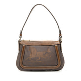 セリーヌ ヴィンテージ 馬車ロゴ ワンショルダーバッグ ブラウン キャンバス レザー レディース CELINE 【中古】